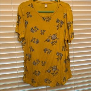 Old Navy Yellow Floral Short Sleeve Tee